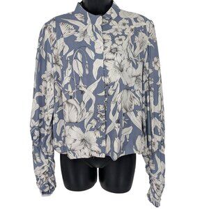 Jaase Floral Lightweight Bomber Jacket Women Size XL Zip Up Cottagecore Romantic